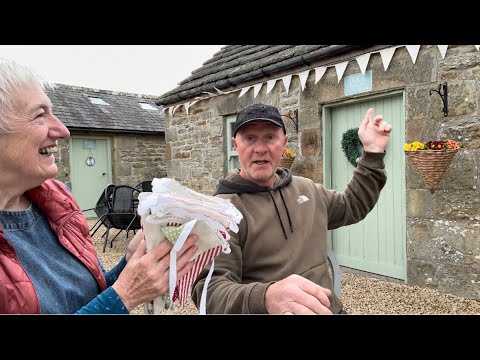 Kate brings new bunting for the cafe