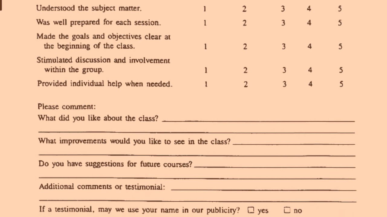 The LERN Ideal Evaluation Form