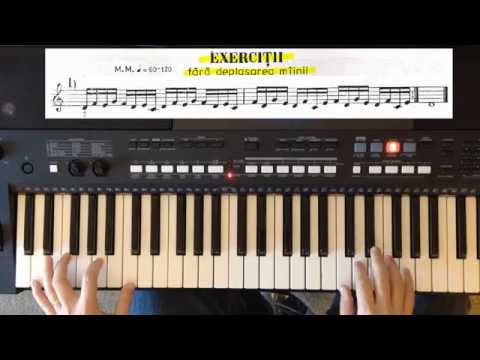 Exerciții fără deplasarea mâinii (toate degetele) Do min.