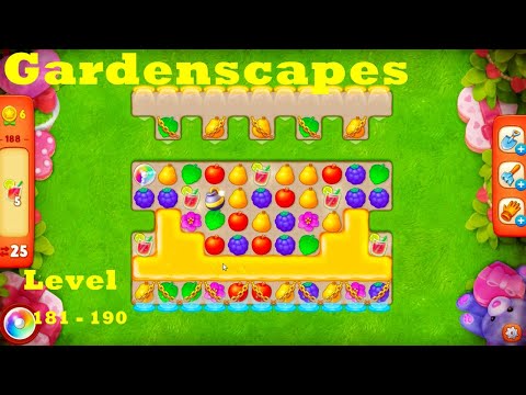 Gardenscapes Level 181 - 190 HD walkthrough | gameplay | hard level | super hard level| ios |android