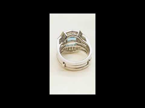 Fabulous Aquamarine Diamond Ring with Diamond Jacket