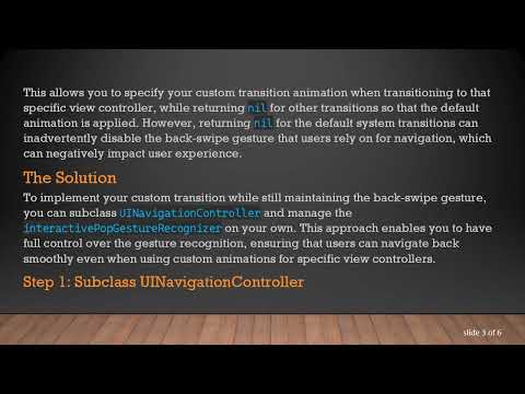 Implementing a Custom Transition in UINavigationController with Back-Swipe Support