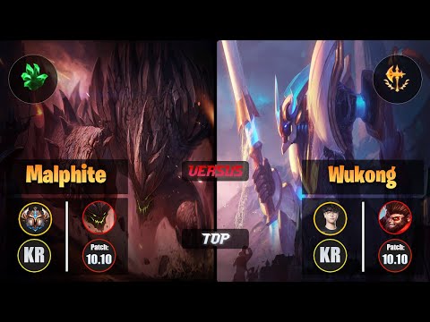 Challenger MALPHITE [Grasp of the Undying] (Top) VS Roach WUKONG - Challenger KR Patch 10.10
