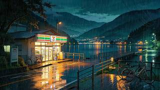 A Rainy Night in 90's Japan 🌧️ | Lakeside Lofi Ambience for Sleep & Late Night Relaxation