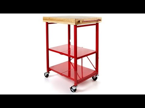 Origami Folding Kitchen Island Cart with Casters
