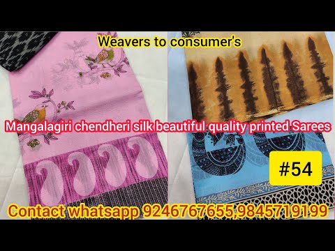 #54 MANGALAGIRI chendheri silk beautiful Qlty printed with contrast cotton blouse sarees[21-06-2020]