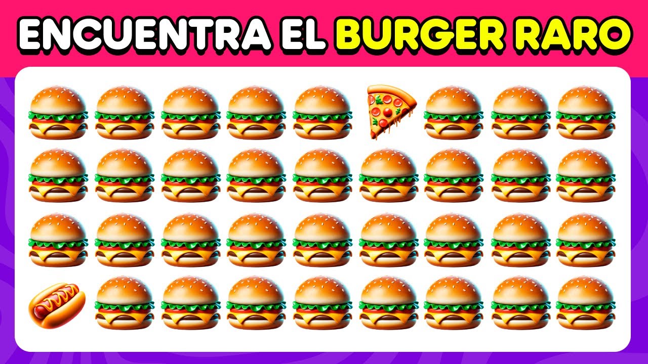 Encuentra el raro | Edición Comida Basura 🍔🍕🍩 Fácil, Medio, Difícil | 60 Niveles | Emoji Quiz