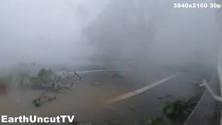 Cat 4 Raw Storm Cam 2: Powerful Eyewall Wind And Rain - 1 HOUR 4K Footage Typhoon Lingling