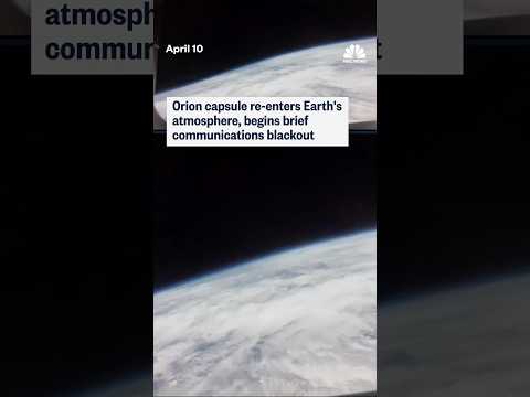 Orion capsule re-enters Earth's atmosphere, begins brief communications blackout