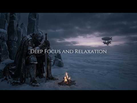 Ethereal Music for Focus & Solitude | Knight's Ruined Camp Under the Northern Aurora