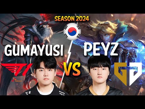 T1 Gumayusi vs GEN Peyz - Gumayusi KALISTA vs Peyz EZREAL ADC - Patch 14.1 KR Ranked | lolrec