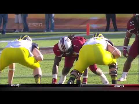 2013 USC vs Michigan   Jadeveon Clowney Huge Hit, Forced Fumble, Fumble Recovery GCF