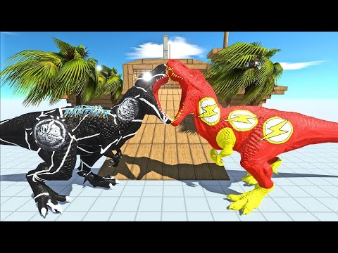 BLACK PANTHER T-REX vs FLASH T-REX DEADLY TOUR - Animal Revolt Battle Simulator ARBS