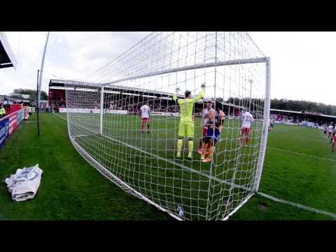 BEHIND THE GOAL: Danny Rose header cleared off the line at Stevenage