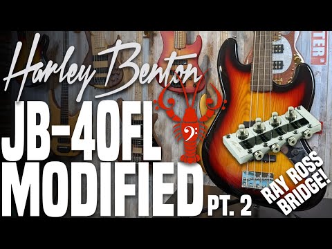 Harley Benton JB-40FL MODIFIED Pt. 2 - Testing out the Ray Ross Saddleless Bridge!  -LowEndLobster