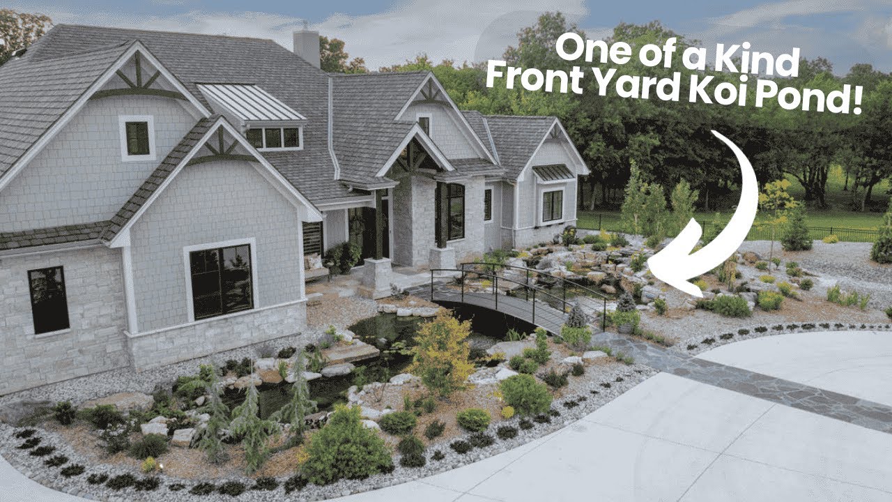 A Must-See Front Yard! Dream Home Koi Pond with Bridge & Waterfall Tour