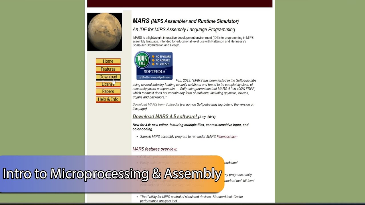 C&AI CS-222  Intro to Microprocessing & Assembly || How to Download The Mars MIPS Simulator