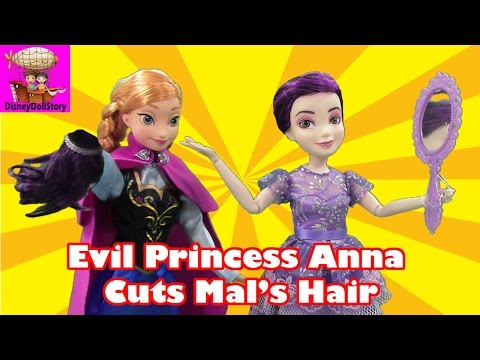 DESCENDANTS Evil Princess Anna Cuts Mal's Hair - Part 1 - Mal and Genie Magic Descendants Disney