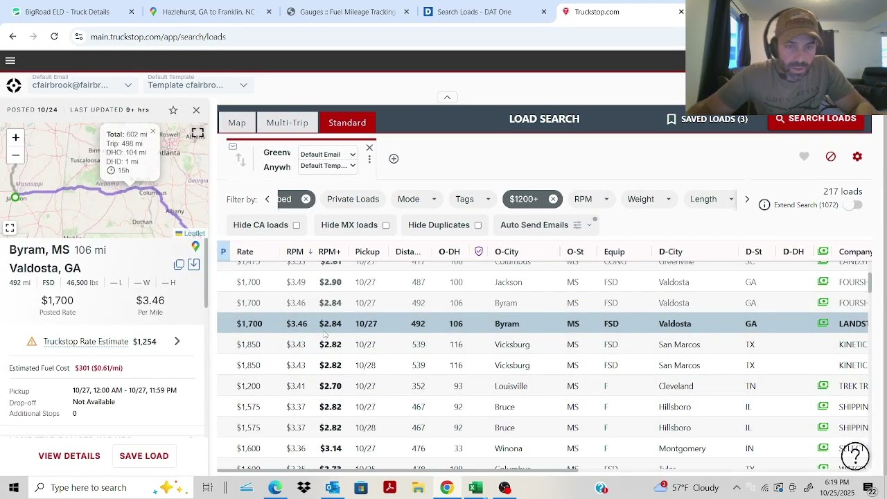 DAT Load Board vs Truck Stop Load Board. Flatbed Spot Rates 10-25-25