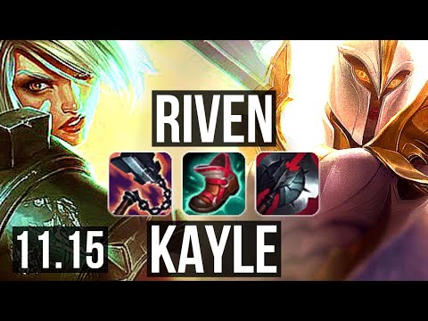 RIVEN vs KAYLE (TOP) | 3.8M mastery, 8 solo kills, Godlike, 14/3/1 | EUW Master | v11.15