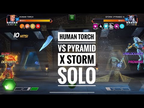 Human Torch vs Pyramid x Storm | boss fight | solo kill - MARVEL CONTEST OF CHAMPIONS