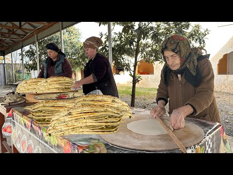 Mix of Best Recipes | Grandma Cooking Traditional Kutab with Greens