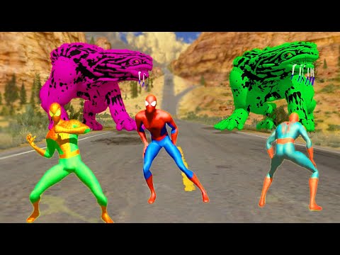 Giant Monster Alien - Spiderman Dance Vs Coffin Dance Remix - High Speed Cars Jump | Jean Daniel.