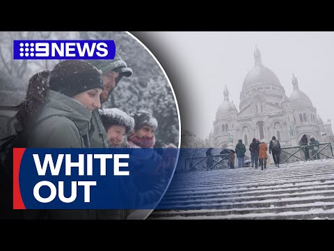 Snow has blanketed famous monuments across Europe | 9 News Australia
