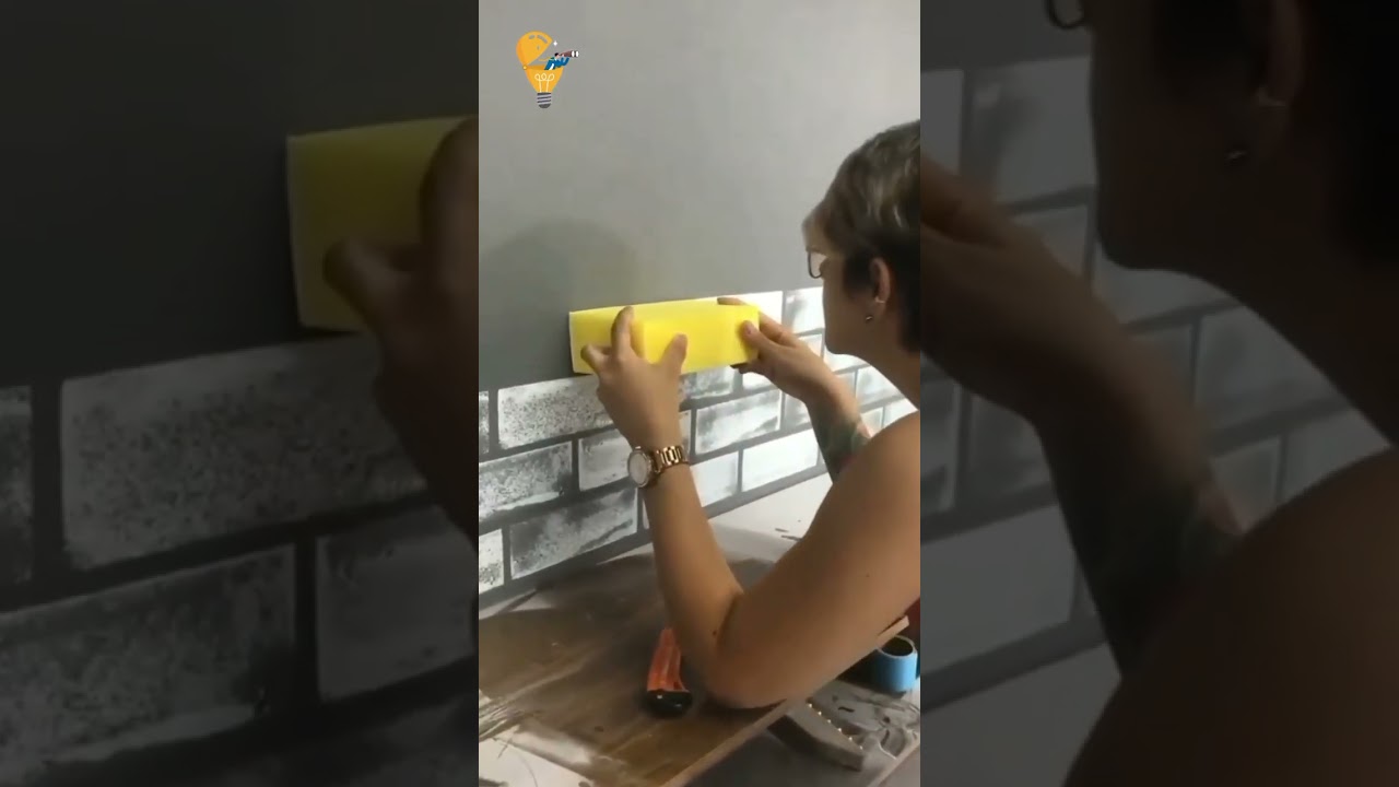 DIY Brick Texture Hack | Create a Classic Look with Just a Sponge #construction #shorts