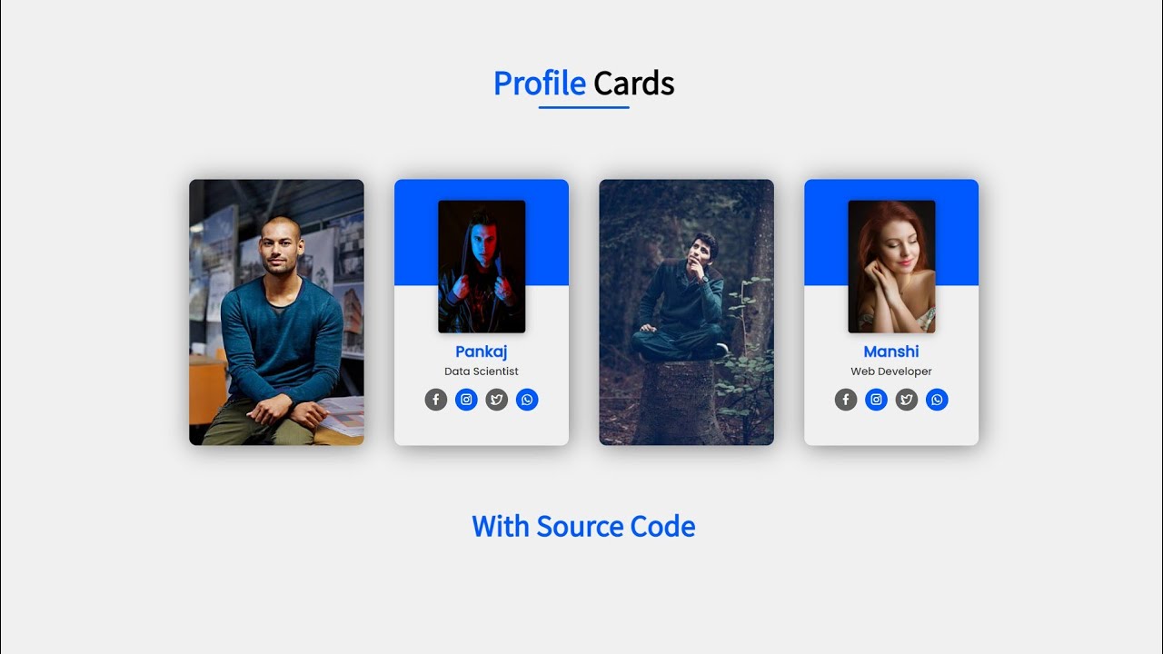 Responsive Profile Card in Html Css with Source Code | Crown Coder
