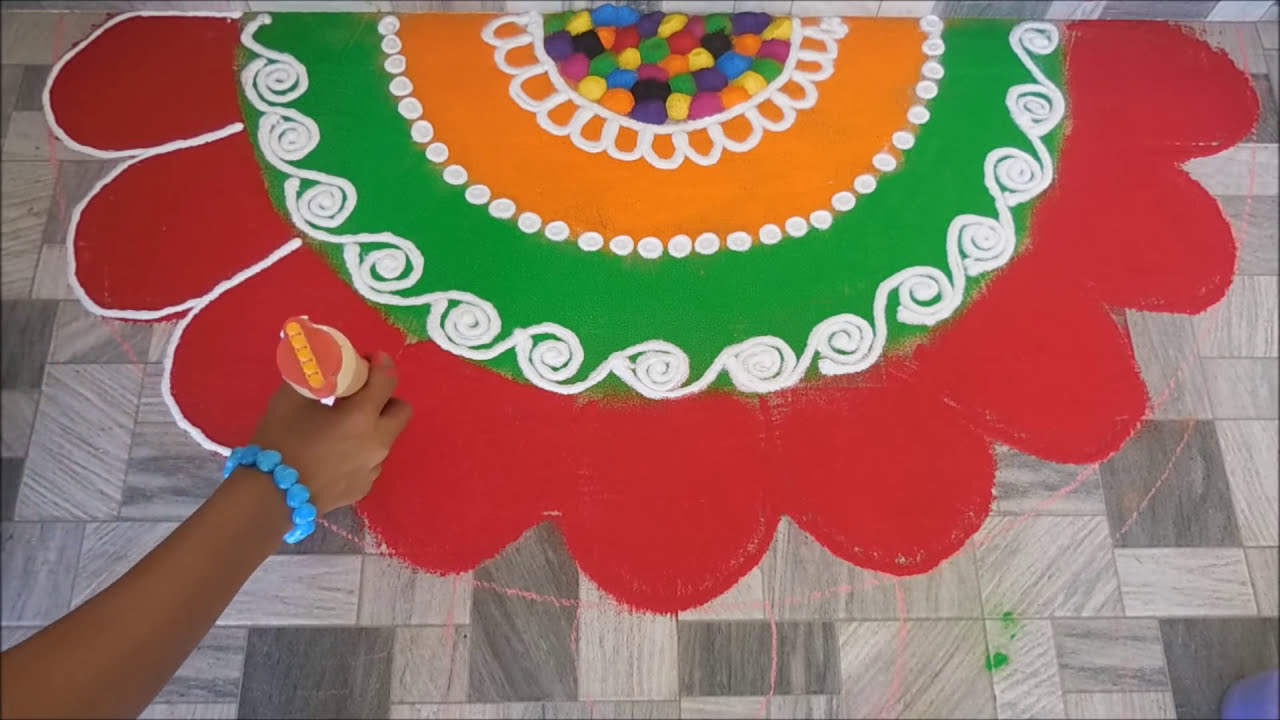 attractive and easy sanskar bhart rangoli design by poonam hedau