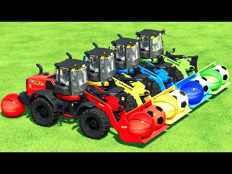 TRANSPORTING SOCCER BALLS & BASKETBALLS WITH LOADERS TRACTORS & TRUCKS - Farming Simulator 22