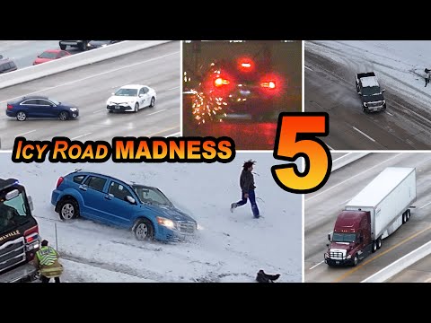 Icy Road MADNESS 5: The Most Dramatic Car & Truck Spins, Slides, Bumps and Close Calls