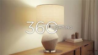 1_Watch A Video About the Lara Sand White Modern Coastal Table Lamp