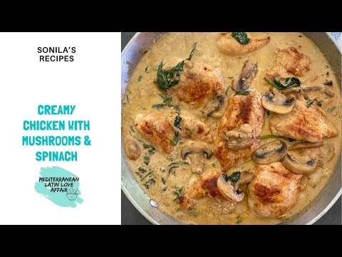 Creamy Chicken with Mushrooms & Spinach #chicken #dinner