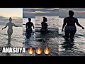 Pushpa 2 Actress Anasuya Bharadwaj Hot In Bikini Video Enjoying On The Beach Rashmika Allu Arjun