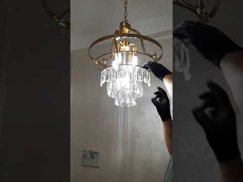 Сборка люстры с хрустальными элементами