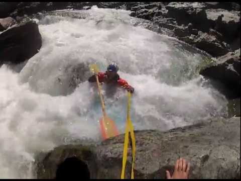 Class 5 kayak pin and Rescue on Burnt Ranch Gorge