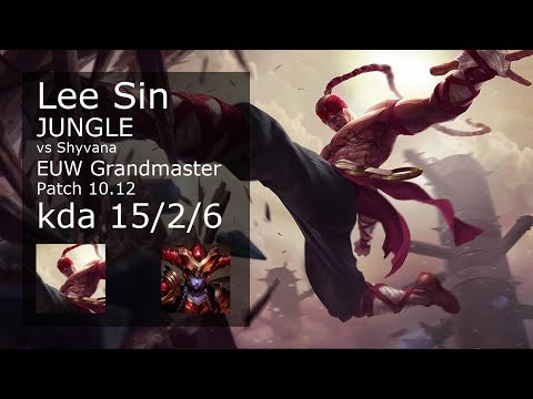 Lee Sin vs Shyvana Jungle - EUW Grandmaster 15/2/6 Patch 10.12 Gameplay