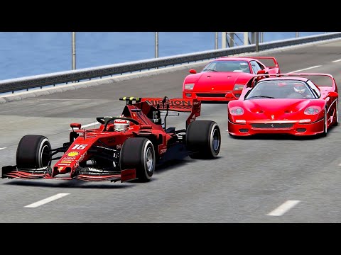 Ferrari F1 2019 vs Ferrari F40 vs Ferrari F50 - Drag Race
