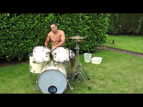 The Houndogs David Wilson ALS Ice Bucket Challenge Whilst Playing Drums