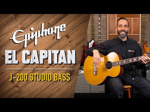 Epiphone El Capitan J-200 Studio Acoustic-Electric Bass Guitar - Aged Vintage Natural image 7