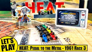 HEAT: PEDAL TO THE METAL Board Game Playthrough of 1961 Race 3