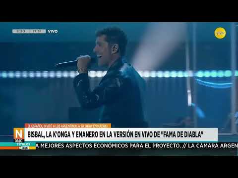 Bisbal, La K'Onga y Emanero en la versión en vivo de "Fama de Diabla" │N8:00│ 01-08-24