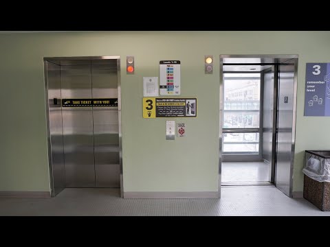Scenic 1997 OTIS fast traction elevators @ World Trade Center Parking Ramp, Saint Paul, MN