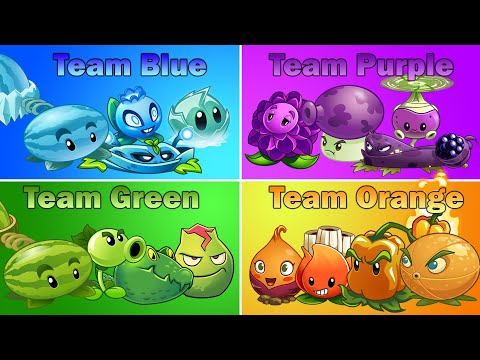 PVZ 2 Funny Pair 4 Team Color Best Plant - Team Blue Vs Team Green Vs Team Orange Vs Team Purple