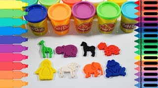 Learn Colors with Play Doh Wild Animals - Rainbow for Kids | Tanimated Toys