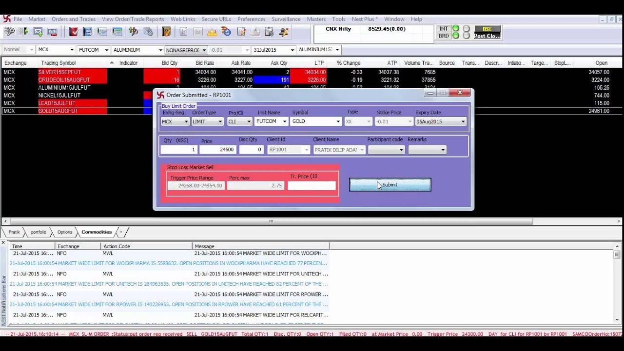Is it possible to place a Cover Order as Limit Order? If not, why