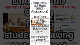 CSIR IICB JRF 2026 | Direct PhD After UG with GATE/GPAT