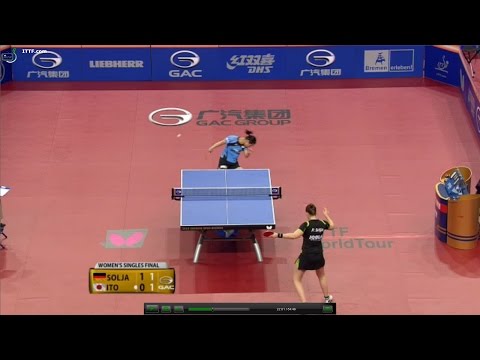 Did Petrissa Solja try to hit Mima Ito's head with the ball - and twice? (German Open 2015)